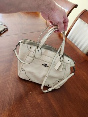 Coach Cream Leather Satchel with Shoulder Strap